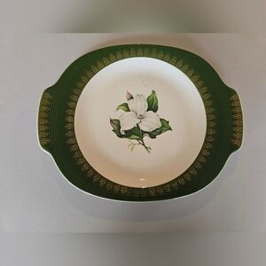 Trillium Forest Green Filigree By Limoges-American 14' Oval Serving Platter.